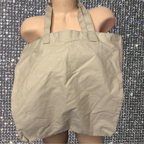 Victoria secret tote bag beige sparkly rhinestone gold bling diamonds purse VS - Picture 2 of 4